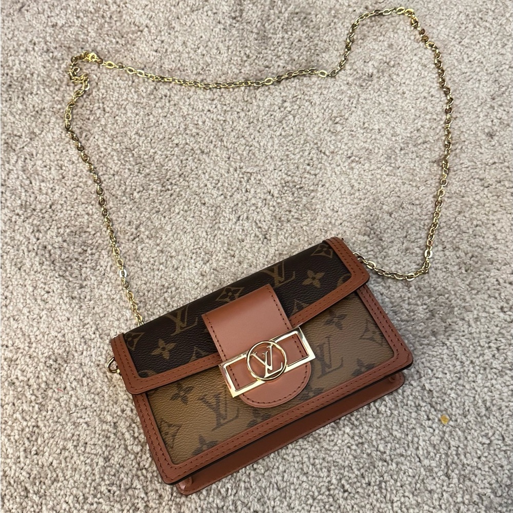 Luxury Brown Monogram Crossbody Bag